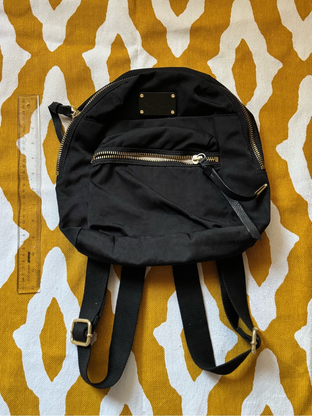 Foley + Corinna Black Mini Backpack with Gold Hardware